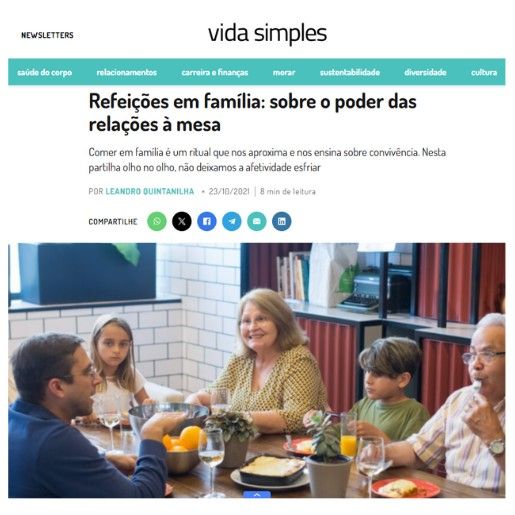 Prova social — Vida Simples: poder das relações à mesa
